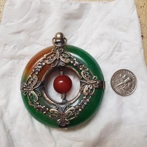 Jade and sterling pendant/fob